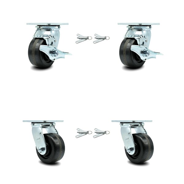 Service Caster 4 Inch Phenolic Caster Set with Ball Bearings 4 Swivel Lock 2 Brake SCC SCC-30CS420-PHB-TLB-BSL-2-BSL-2 - main